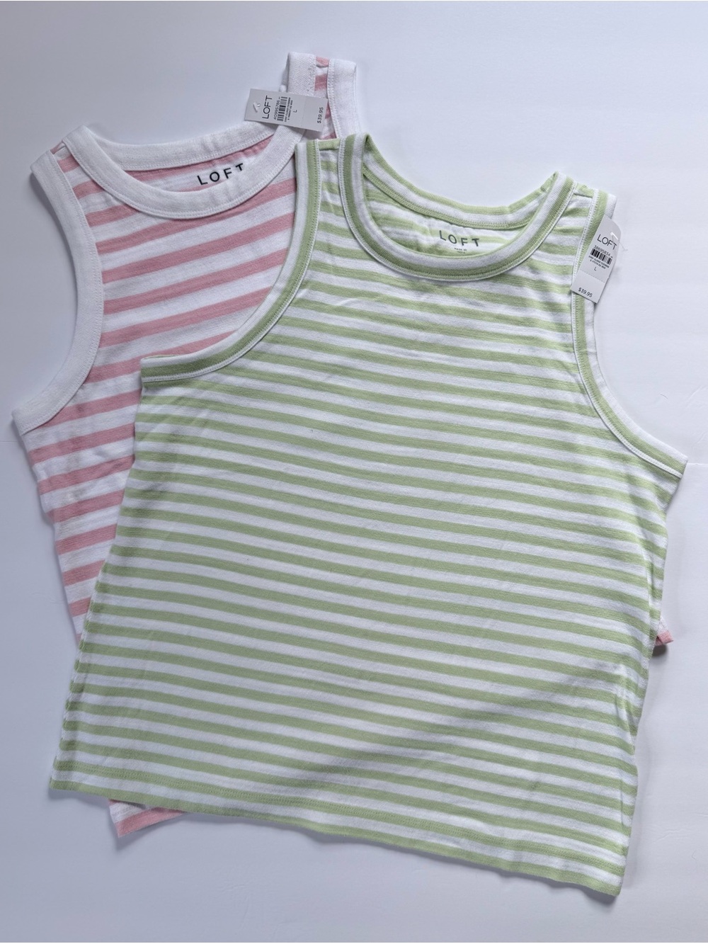 LOFT Striped Tank Top in Light Green